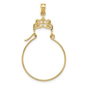 Million Charms 14k Yellow Gold Filigree Charm Holder Pendant